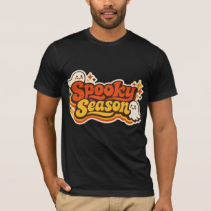 Retro Griezelig Seizoen Spook Halloween Logo T-shirt