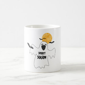 Retro griezelig seizoen spook met vleermuizen graf koffiemok
