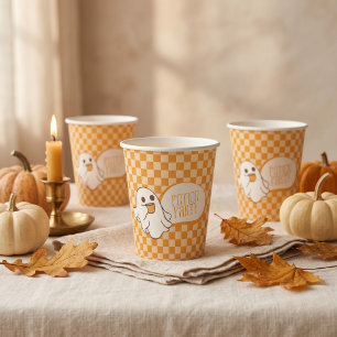 Retro Griezelige Cute Geest Halloween Papieren Bekers