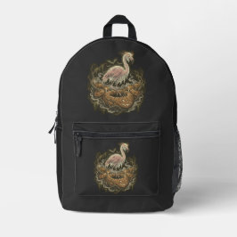 Retro Griezelige Flamingo Halloween-ontwerp Bedrukte Rugzak