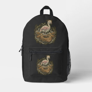 Retro Griezelige Flamingo Halloween-ontwerp Bedrukte Rugzak