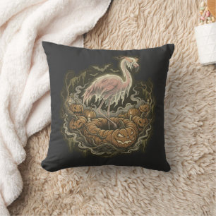 Retro Griezelige Flamingo Halloween-ontwerp Kussen