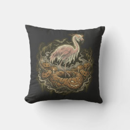 Retro Griezelige Flamingo Halloween-ontwerp Kussen