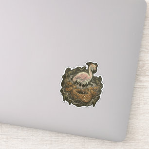 Retro Griezelige Flamingo Halloween-ontwerp Sticker