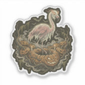 Retro Griezelige Flamingo Halloween-ontwerp Sticker (Voorkant)