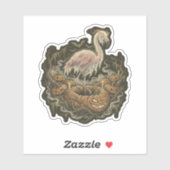 Retro Griezelige Flamingo Halloween-ontwerp Sticker (Vel)