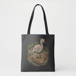 Retro Griezelige Flamingo Halloween-ontwerp Tote Bag