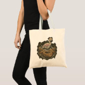 Retro Griezelige Flamingo Halloween-ontwerp Tote Bag (Voorkant (product))
