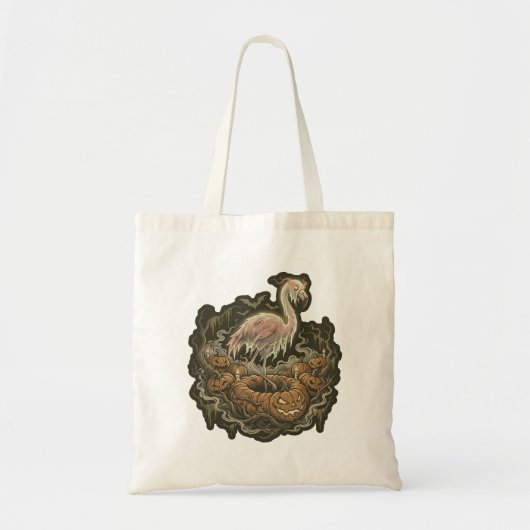 Retro Griezelige Flamingo Halloween-ontwerp Tote Bag (Voorkant)