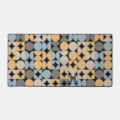 Retro Grijs Blauw Beige Bruin Zwart Pop Kunstpatro Bureaumat (Voorkant)