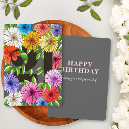 Retro Grijs Bloemen Happy 21st Verjaardag Kaart