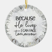 Retro Grijs Bloemen Krans Pasen Ornament (Voorkant)