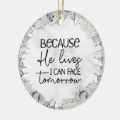 Retro Grijs Bloemen Krans Pasen Ornament (Links)