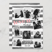 Retro grijs custom 9 Paar Foto's "love u always" Feestdagenkaart (Voorkant / Achterkant)