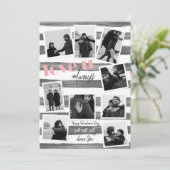 Retro grijs custom 9 Paar Foto's "love u always" Feestdagenkaart (Staand voorkant)