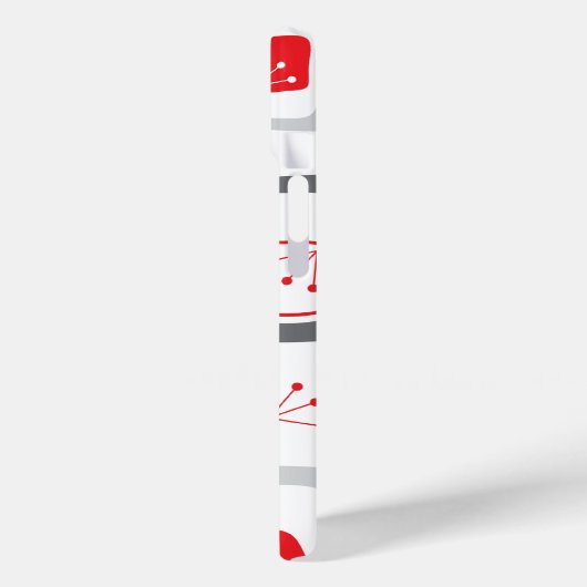 Retro grijs en rood kersen vierkanten Schattige mo Case-Mate iPhone Case (Achterkant / Links)