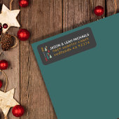 Retro Grijs Kleurrijk Oh Kerstboom Adres Etiket