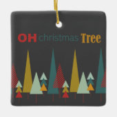 Retro Grijs Kleurrijk Oh Kerstboom Vakantie Keramisch Ornament (Voorkant)