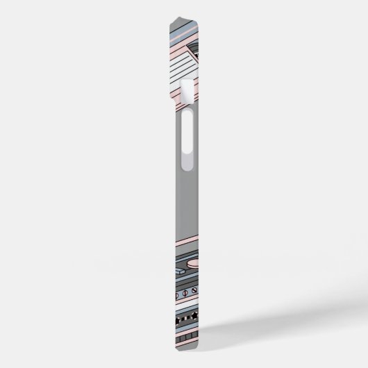 Retro grijs mobiele telefoon Hoesje (Achterkant / Links)