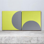 Retro Grijs Neon Groen Halve Cirkel Vet Midden Eeu Tegeltje