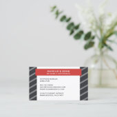 Retro grijs rood banner Visitekaartje (Staand voorkant)