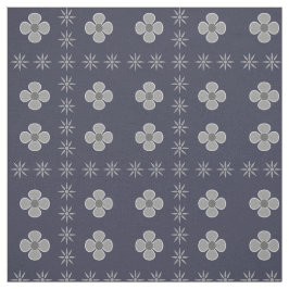 Retro Grijs Scandi Bloemenprint Stof