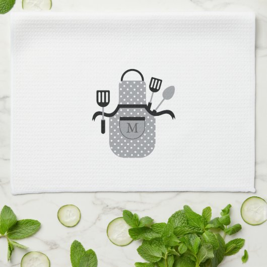 Retro grijs Schort Theedoek (Gevouwen)