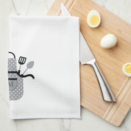 Retro grijs Schort Theedoek (Quarter Fold)