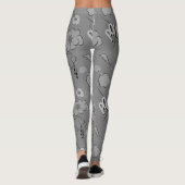 Retro grijs stripboekpatroon leggings (Achterkant)