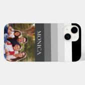 Retro grijs zwart gestreept foto monogram Case-Mate iPhone case (Achterkant (horizontaal))