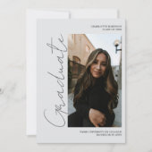 Retro grijze afstudeerfoto graduatie kaart (Voorkant)