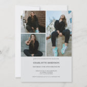 Retro grijze afstudeerfoto graduatie kaart (Achterkant)