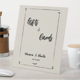 Retro Grijze Handgetekende Geïllustreerde Cadeaus  Reclamebord Met Voetstuk