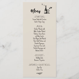Retro Grijze Handgetekende Geïllustreerde Trouw  Menu