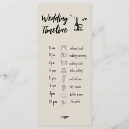 Retro Grijze Handgetekende Geïllustreerde Trouwtij Menu