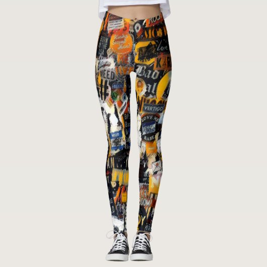 Retro, grijze stickers wandpatroon, thema van 90 s leggings (Voorkant)
