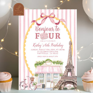 Retro Griljige Verjaardagskaart Paris Bonjour 4 ja Kaart