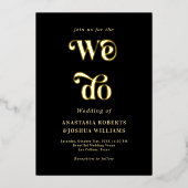 Retro Griljige Wij Doen Zwarte Echte Goud Folie Ui Uitnodiging (Voorkant)