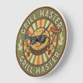 Retro Grill Master Burger Karakter BBQ King Vinta Grote Klok (Hoek)
