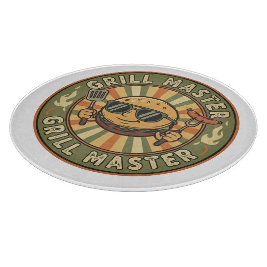 Retro Grill Master Burger Karakter BBQ King Vinta Snijplank (Hoek)