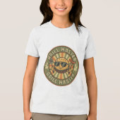 Retro Grill Master Burger Karakter BBQ King Vinta Tri-Blend Shirt (Voorkant)