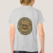 Retro Grill Master Burger Karakter BBQ King Vinta Tri-Blend Shirt (Achterkant)