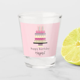 Retro Grille Meisjesachtige Roze Pastel Verjaardag Shot Glas