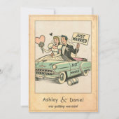 Retro grillig net getrouwd paar komische bruiloft kaart (Voorkant)