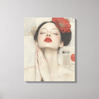 Retro grillige dame uitgerekt canvas Print