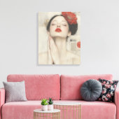 Retro grillige dame uitgerekt canvas Print (Insitu (Woonkamer))