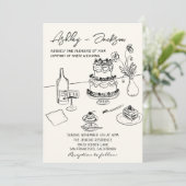 Retro grillige eigenzinnige hand getrokken taart b kaart (Staand voorkant)