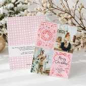 Retro grillige hand getekend Merry Christmas 2 fot Feestdagenkaart