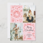 Retro grillige hand getekend Merry Christmas 2 fot Feestdagenkaart (Voorkant)