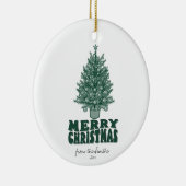 Retro grillige kerstboom keramisch ornament (Rechts)